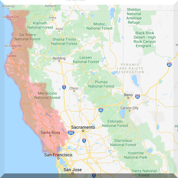Redwood Region Coverage Area Map
